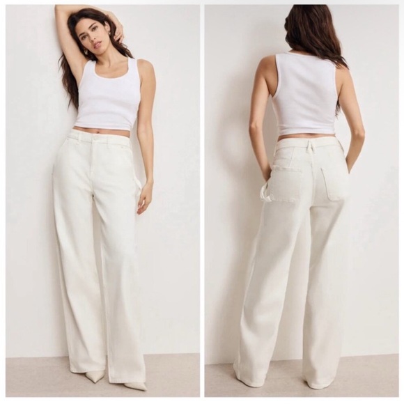 Good American Denim - New! Good American Good 90s Relaxed Carpenter Jeans in Cloud White - 8/29